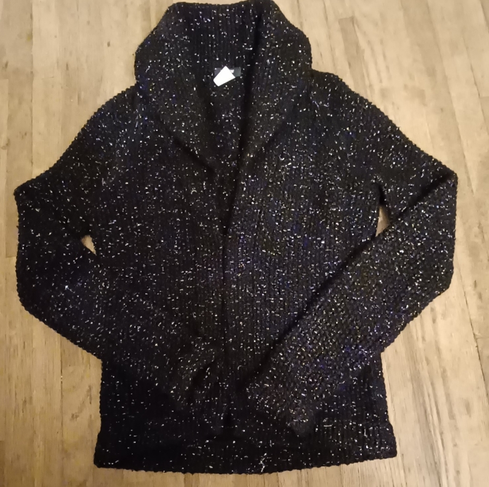 Black and Silver Heavy J Crew Cardigan